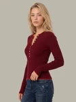 Load image into Gallery viewer, Emmeline Rib Layered Henley 110051715