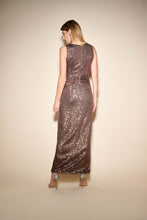 Load image into Gallery viewer, Sequin Ruffle Sleeveless Maxi Dress