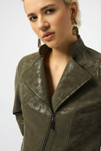 Load image into Gallery viewer, Foiled Faux Suede Fitted Moto Jacket 253915