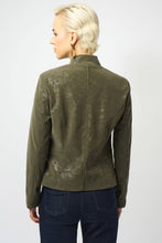 Load image into Gallery viewer, Foiled Faux Suede Fitted Moto Jacket 253915