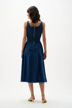 Load image into Gallery viewer, Denim Fit And Flare Midi Dress With Belt 262901