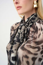 Load image into Gallery viewer, Chiffon Animal Print Top w/ Bow Tie 263743