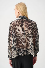 Load image into Gallery viewer, Chiffon Animal Print Top w/ Bow Tie 263743