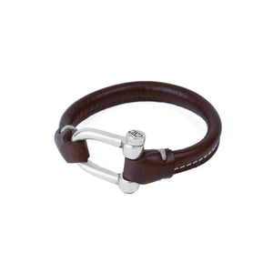 CXC Silver Plated Clasp and brown leather bracelet