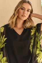 Load image into Gallery viewer, Chiffon And Silky Knit Floral Poncho Top 251147