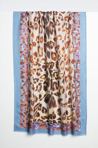 Animal print silk & cashmere scarf by Kinross