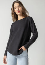 Load image into Gallery viewer, Lilla P Shirttail Hem Boatneck, Black/Talc