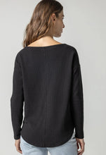 Load image into Gallery viewer, Lilla P Shirttail Hem Boatneck, Black/Talc