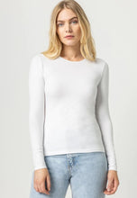 Load image into Gallery viewer, Lilla P Long Sleeve Crew Tee, White/Heather Grey