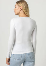Load image into Gallery viewer, Lilla P Long Sleeve Crew Tee, White/Heather Grey