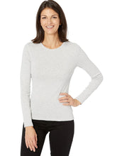 Load image into Gallery viewer, Lilla P Long Sleeve Crew Tee, White/Heather Grey