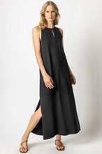 Load image into Gallery viewer, Lilla P Sleeveless Keyhole Maxi Dress; Black/White/Raffia
