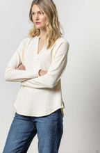 Load image into Gallery viewer, Rounded Hem Split Neck Top PA2692