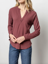 Load image into Gallery viewer, Rounded Hem Split Neck Top PA2692