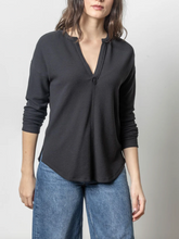 Load image into Gallery viewer, Rounded Hem Split Neck Top PA2692