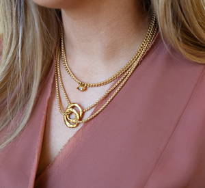Matte Gold Double Circle Necklace
