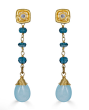 Load image into Gallery viewer, Aquamarine and London Blue Topaz Earrings