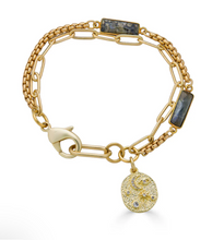 Load image into Gallery viewer, Two Strand Labradorite Baguette bracelet
