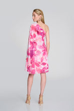 Load image into Gallery viewer, Chiffon Floral One-Shoulder Cape Dress 242716