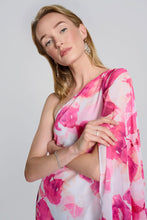 Load image into Gallery viewer, Chiffon Floral One-Shoulder Cape Dress 242716