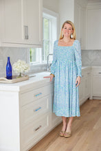 Load image into Gallery viewer, Blue Multi Square Neck Midi Dress