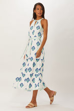 Load image into Gallery viewer, Ecru Hathaway Halter Dress in White & Colbalt