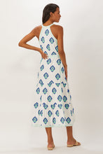 Load image into Gallery viewer, Ecru Hathaway Halter Dress in White & Colbalt