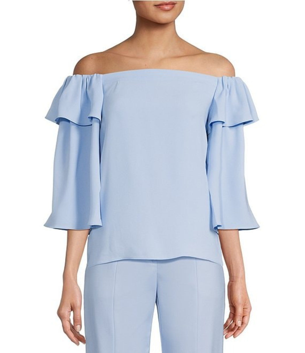 Trina Turk Excited Woven Off-the-Shoulder Hem Ruffled Top