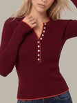 Load image into Gallery viewer, Emmeline Rib Layered Henley 110051715
