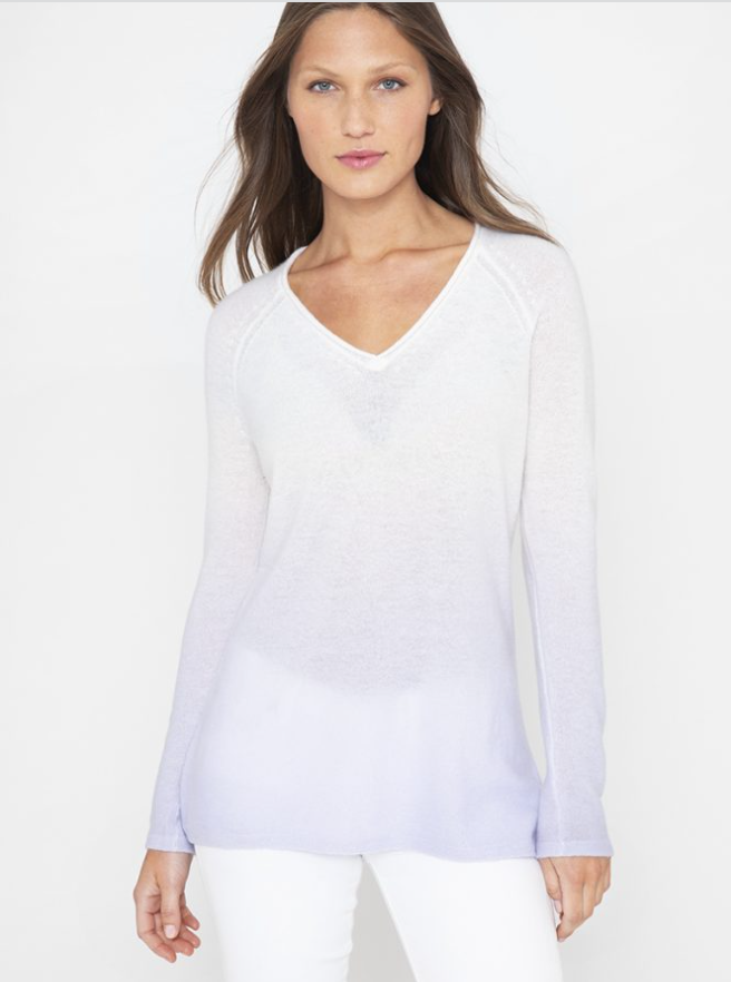 Kinross Ombre Vee Sweater, Lilac Multi