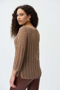 Joseph Ribkoff Open Weave Top, Tigers Eye