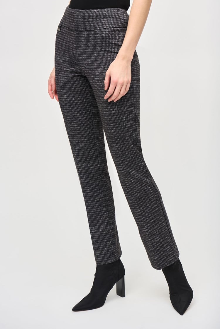 Heavy Knit Houndstooth Print Pull-On Pants 243048