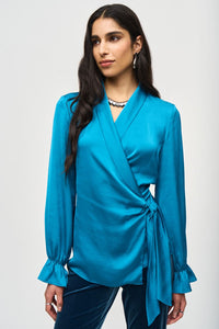 Satin Wrap Blouse 243086