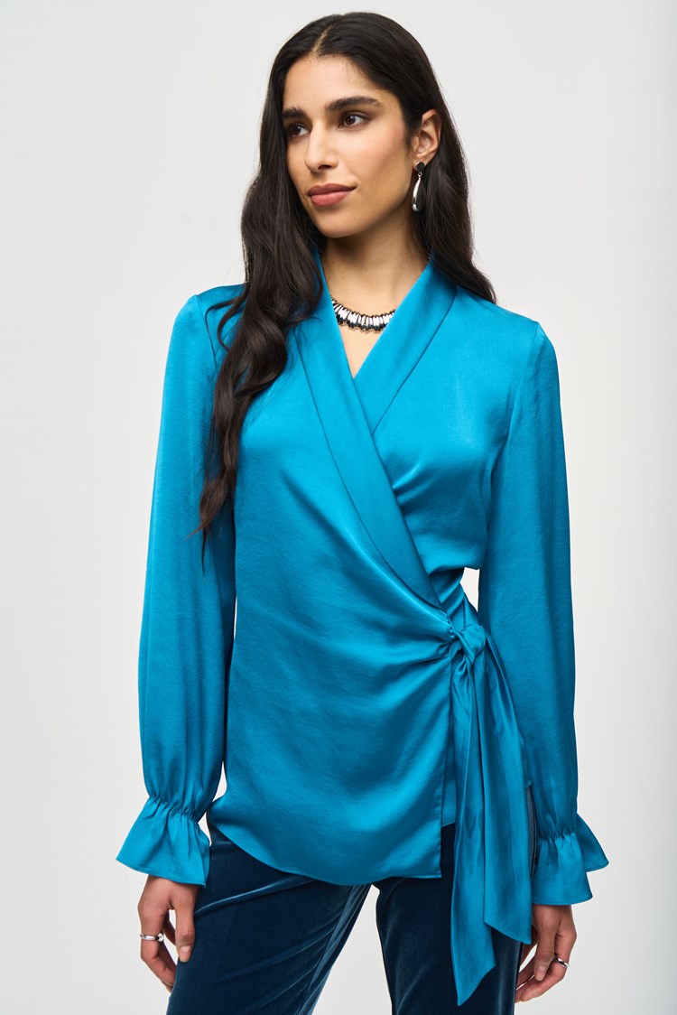 Satin Wrap Blouse 243086