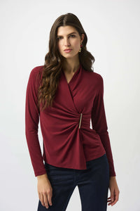 Moss Crepe Fitted Wrap Top 253020