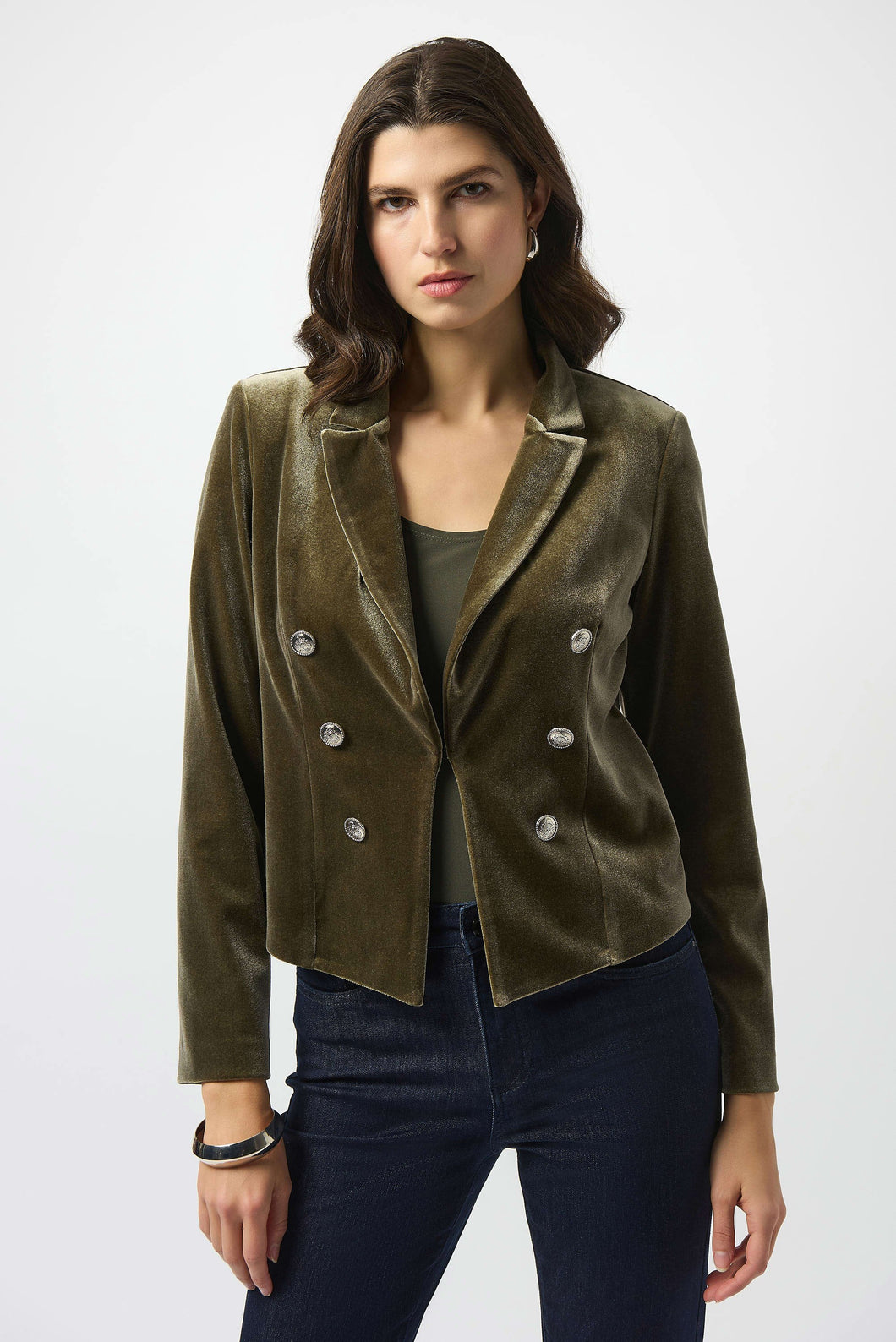 Velvet Knit Fitted Blazer 253193
