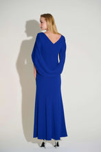 Load image into Gallery viewer, Scuba Crepe Trumpet Gown with Satin Cowl Sleeves 253738
