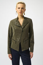 Load image into Gallery viewer, Foiled Faux Suede Fitted Moto Jacket 253915
