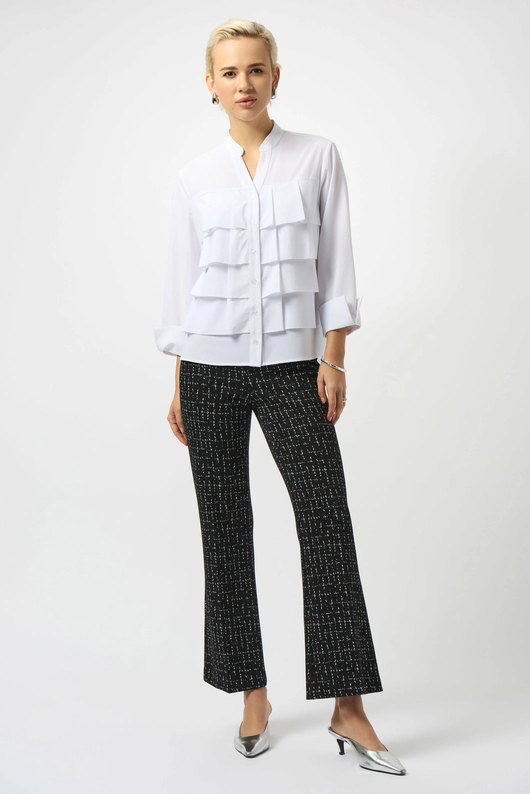 Stretch Poplin Ruffled Blouse 253944