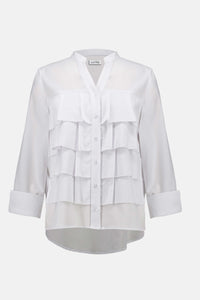 Stretch Poplin Ruffled Blouse 253944