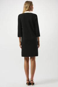 Knit Dress with Contrast Shirt Collar and Pockets 253995