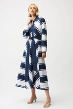 Load image into Gallery viewer, Cotton Stripe Print Fit and Flare Shirt Dress with Reversible Sash 261936
