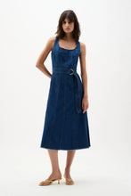 Load image into Gallery viewer, Denim Fit And Flare Midi Dress With Belt 262901
