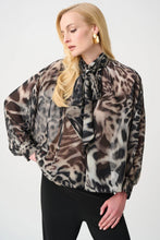 Load image into Gallery viewer, Chiffon Animal Print Top w/ Bow Tie 263743
