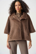 Load image into Gallery viewer, Chevron Faux Fur Cape-Style Jacket 263917
