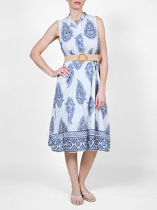 BUTTON FRONT SLEEVELESS BELTED EYELET 32600