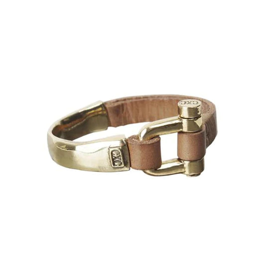 Thin wrap leather and gold plated bracelet by CXC