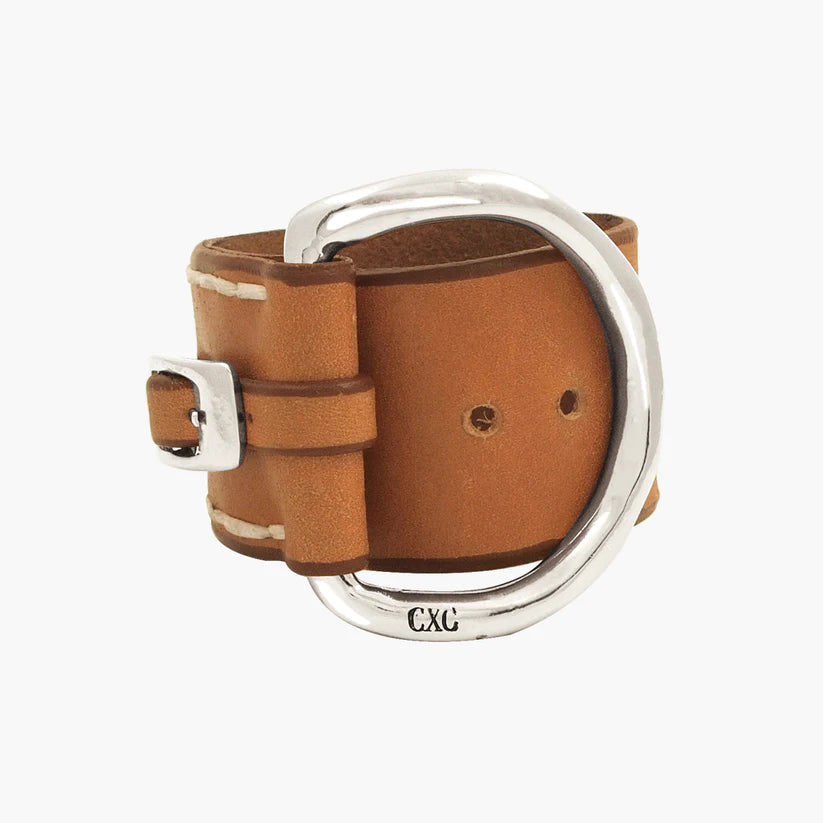 Bracelet Silver Plated Camel Leather by CXC