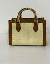 Load image into Gallery viewer, Raffia Bag with Bamboo Handle Straps
