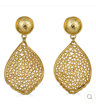 Load image into Gallery viewer, Gold Teardrop Lace Earring
